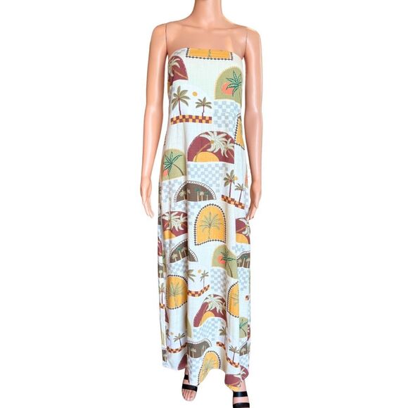 NWT Paper Heart Linen Blend Strapless Maxi Dress XL - Picture 2 of 7